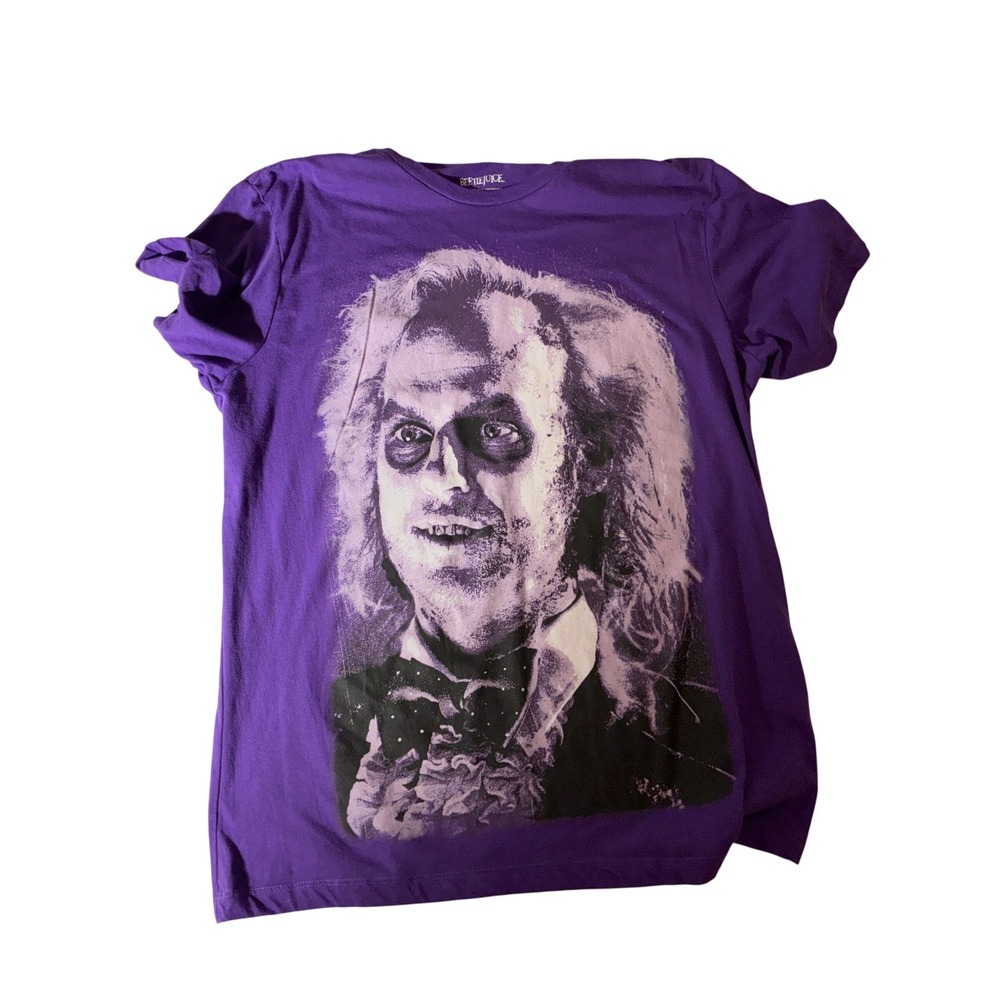 Beetlejuice Graphic T-Shirt Purple Mens XL Movie Promo Mad Engine Short Sleeve‎